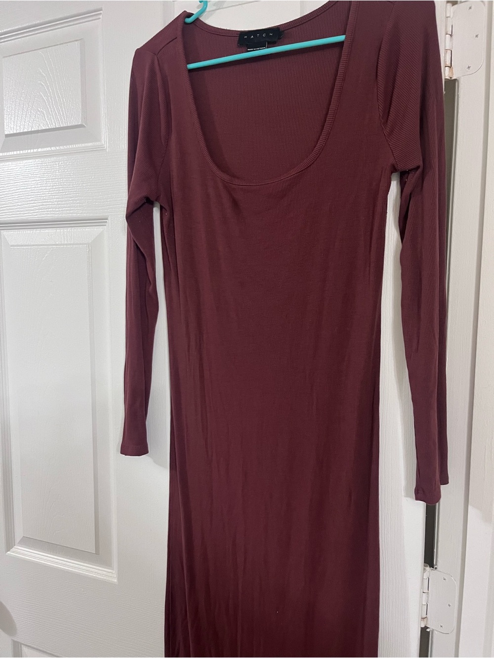 Hatch Long Sleeve Scoop Neck Bodycon Dress - Burgundy